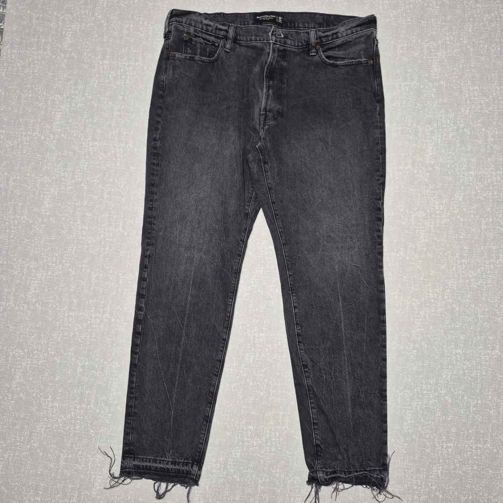 Abercrombie & Fitch 90s Slim Vintage Stretch Jeans Black 38x32 Frayed Hem